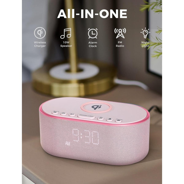 Wireless Qi Clock Radio with Bluetooth Speaker - DOKUTRONIX