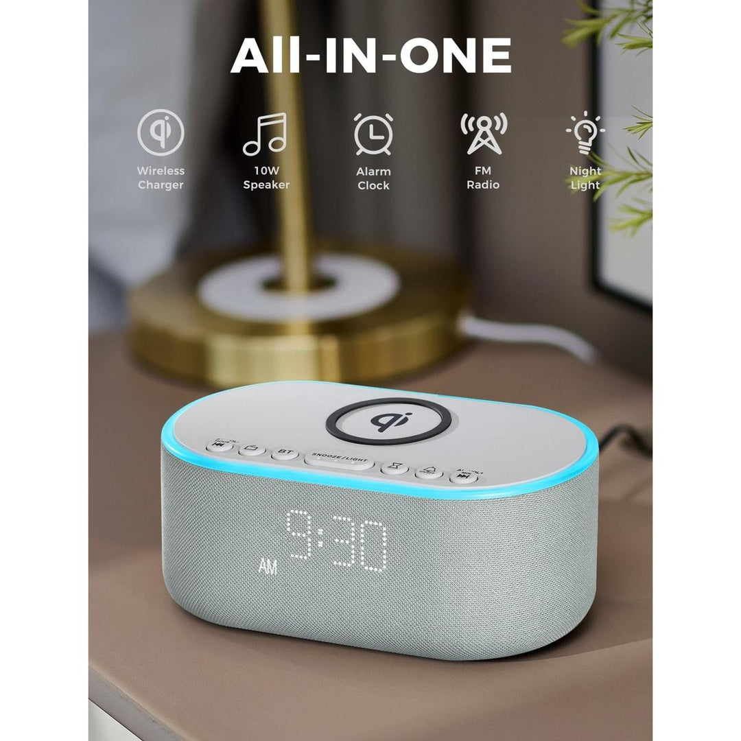 Wireless Qi Clock Radio with Bluetooth Speaker - DOKUTRONIX