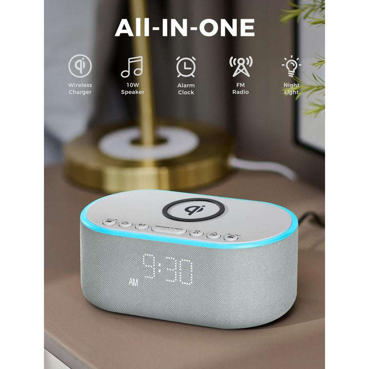 Wireless Qi Clock Radio with Bluetooth Speaker - DOKUTRONIX
