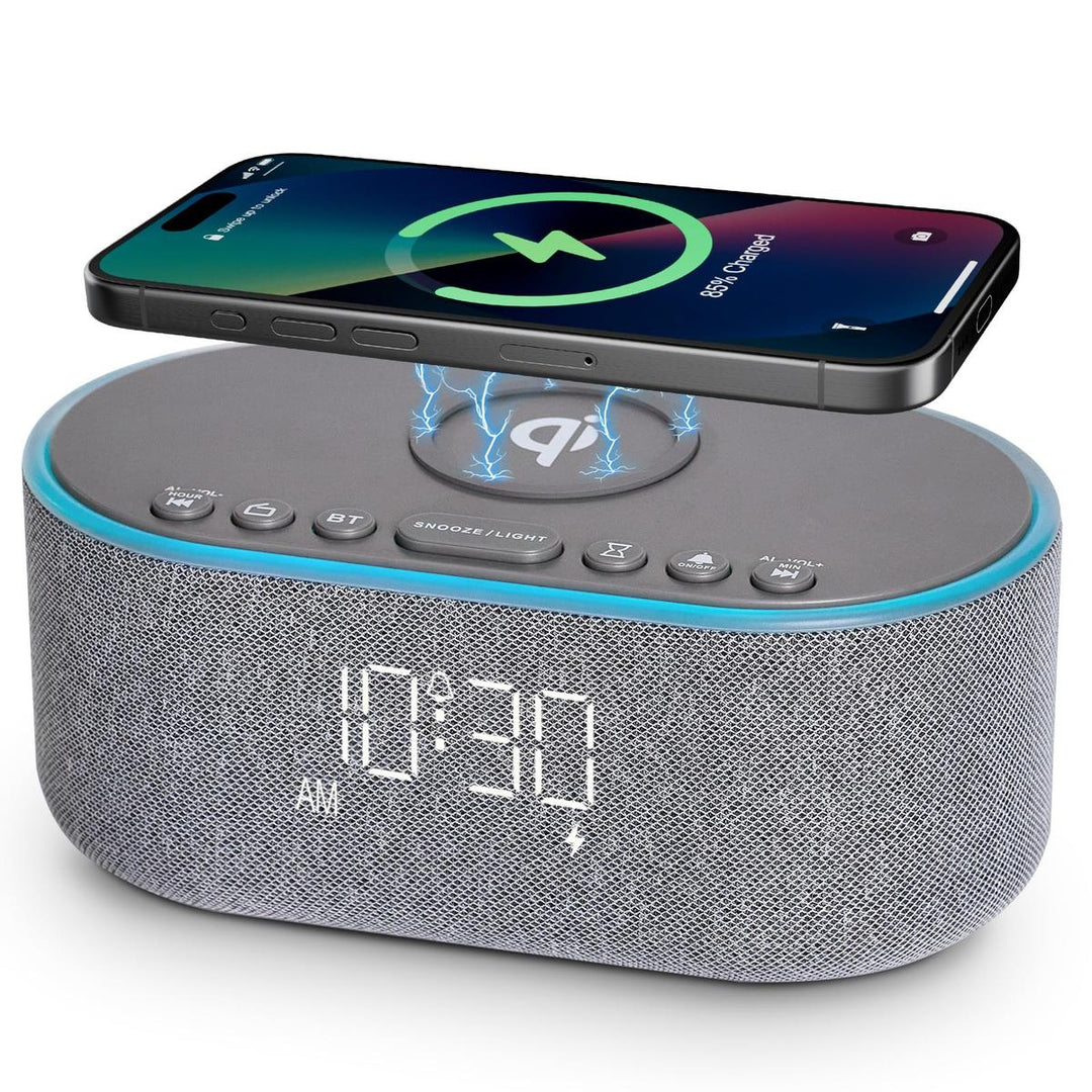 Wireless Qi Clock Radio with Bluetooth Speaker - DOKUTRONIX