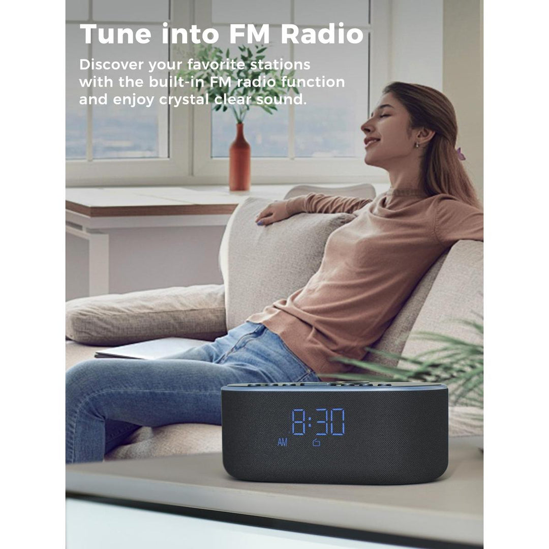 Wireless Qi Clock Radio with Bluetooth Speaker - DOKUTRONIX