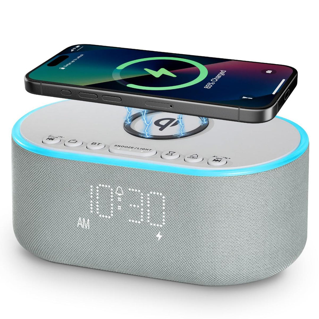 Wireless Qi Clock Radio with Bluetooth Speaker - DOKUTRONIX