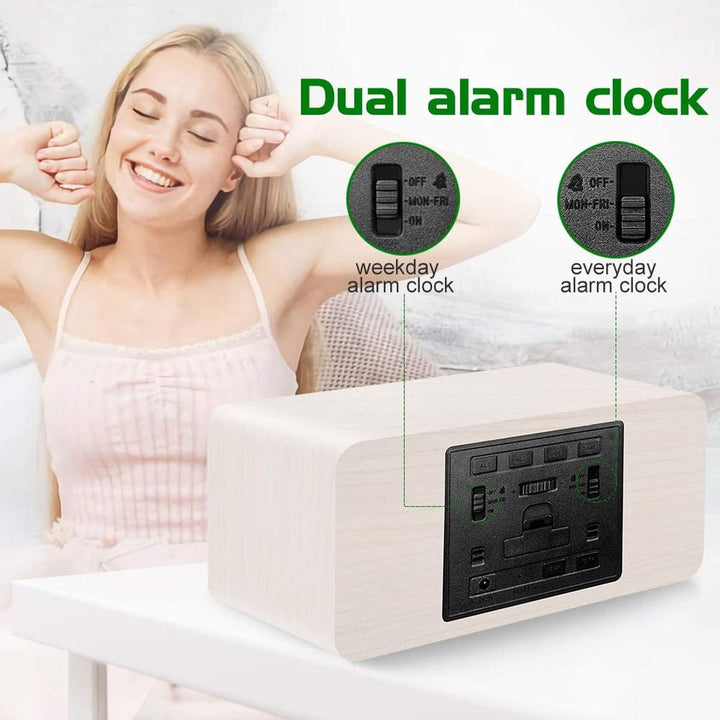WoodenChargeAlrm: Dimmer, Dual Alarm, Weekday/Weekend - DOKUTRONIX