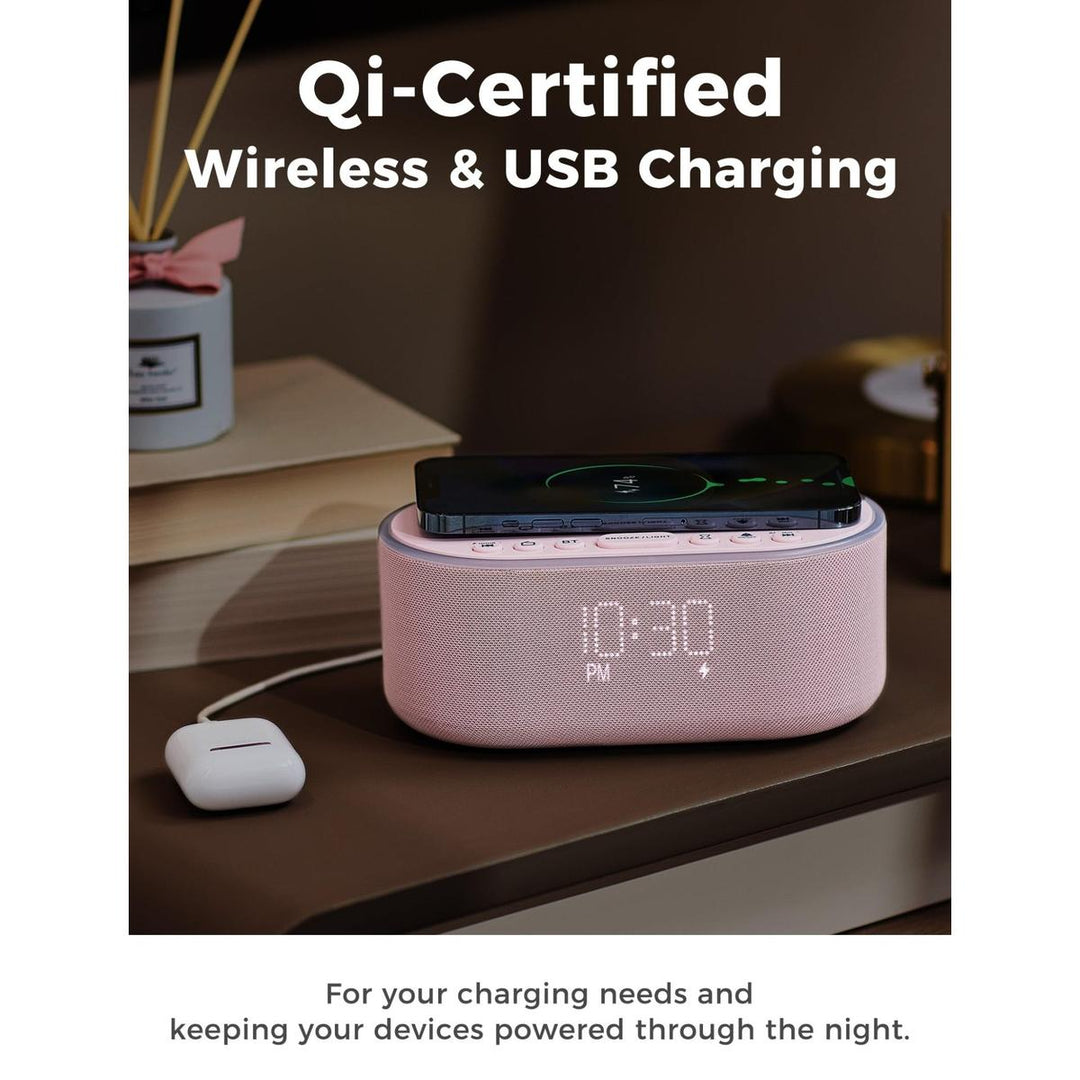 Wireless Qi Clock Radio with Bluetooth Speaker - DOKUTRONIX