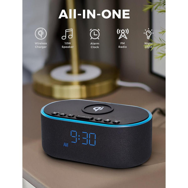 Wireless Qi Clock Radio with Bluetooth Speaker - DOKUTRONIX