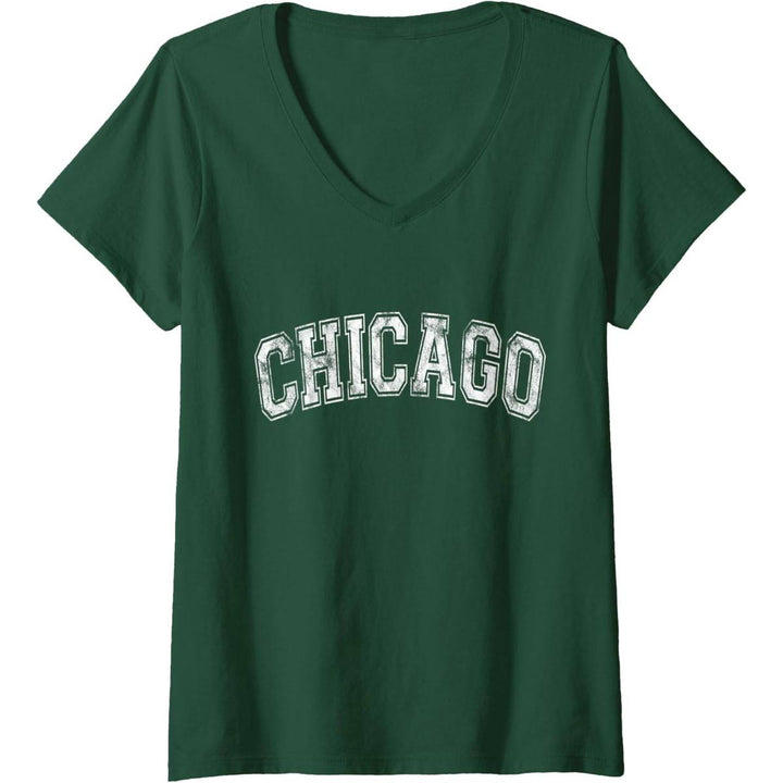 Vintage Illinois V-Neck Tee - Chicago Classic - DOKUTRONIX
