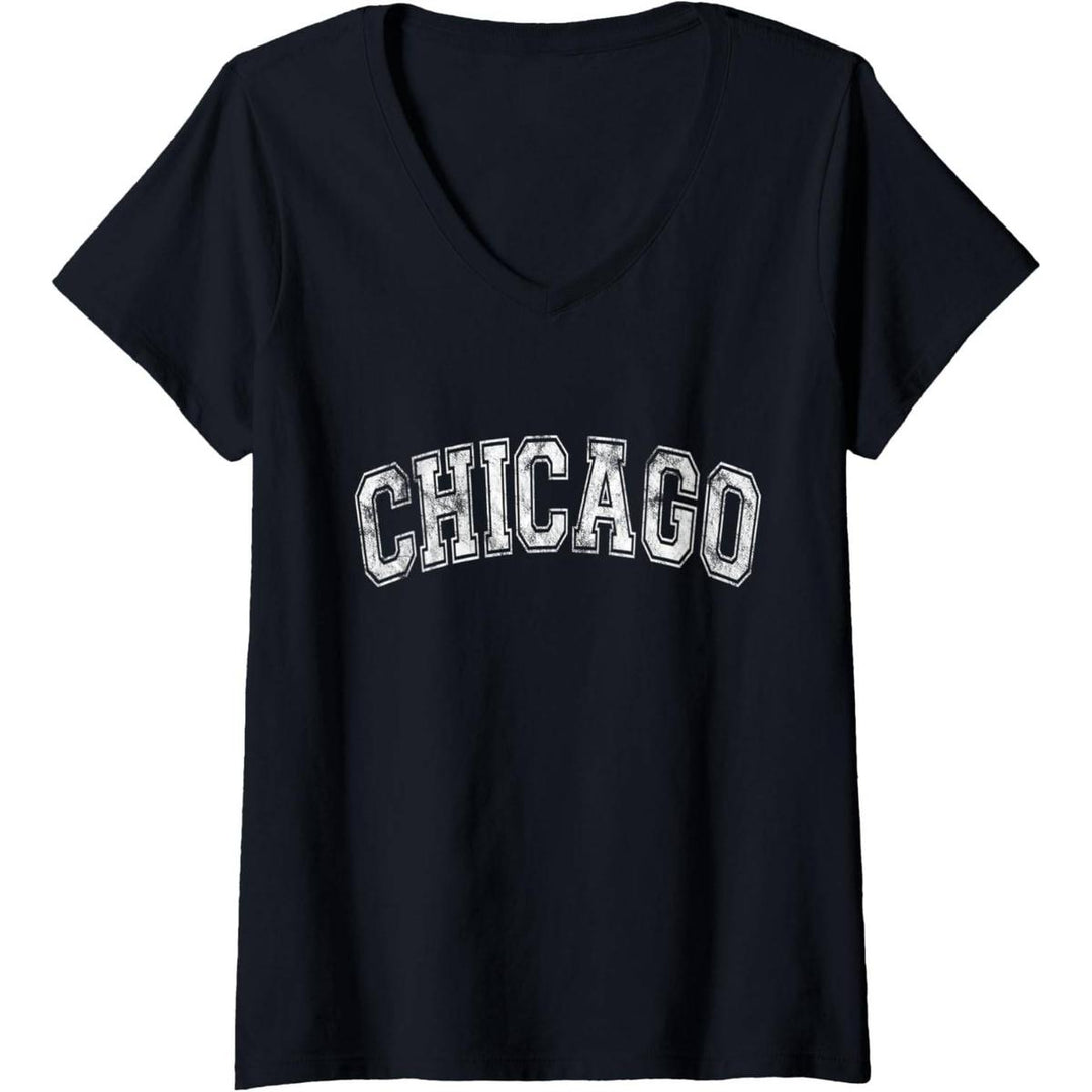 Vintage Illinois V-Neck Tee - Chicago Classic - DOKUTRONIX