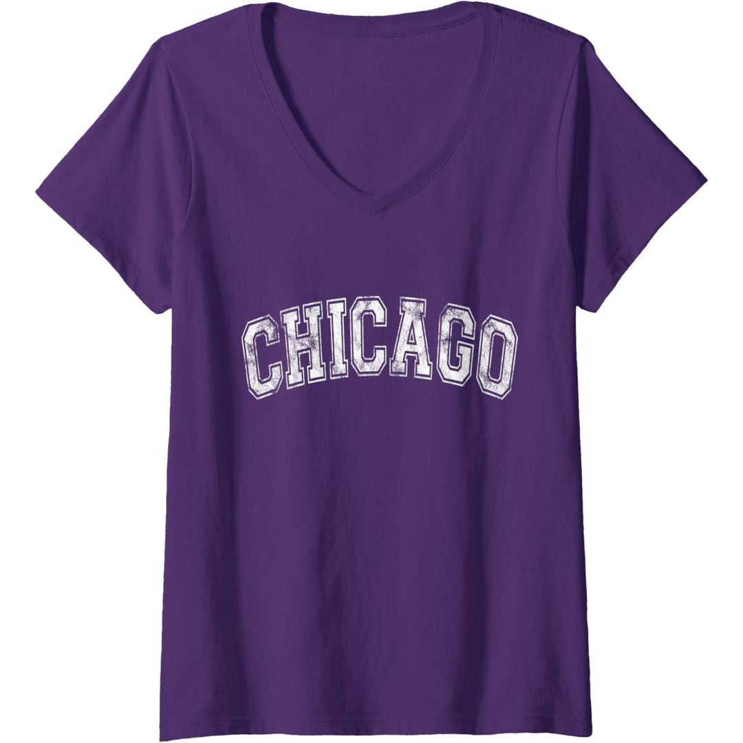 Vintage Illinois V-Neck Tee - Chicago Classic - DOKUTRONIX