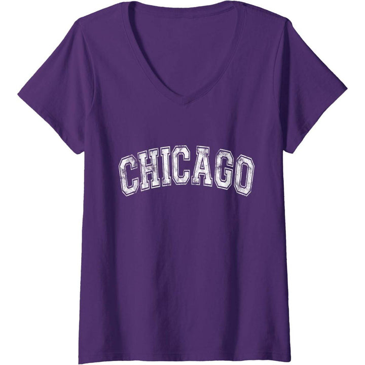 Vintage Illinois V-Neck Tee - Chicago Classic - DOKUTRONIX