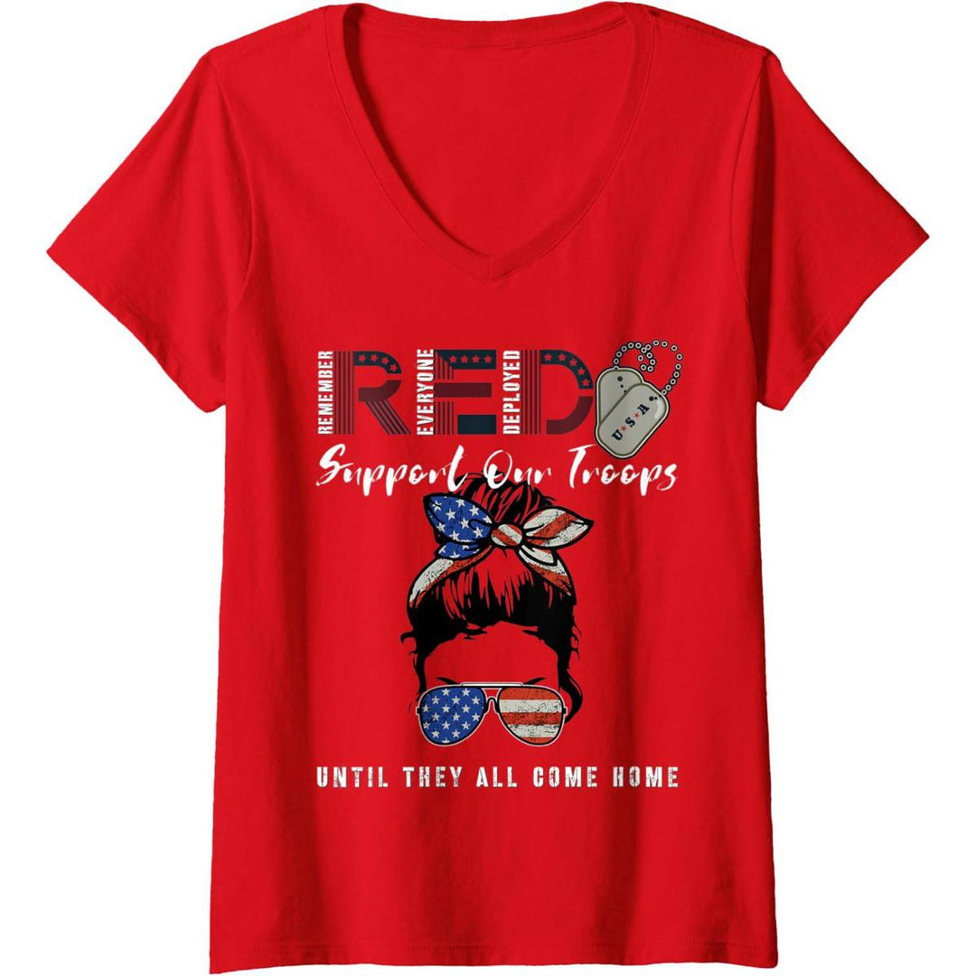 Red Friday Troops V-Neck Tee - USA Support - DOKUTRONIX