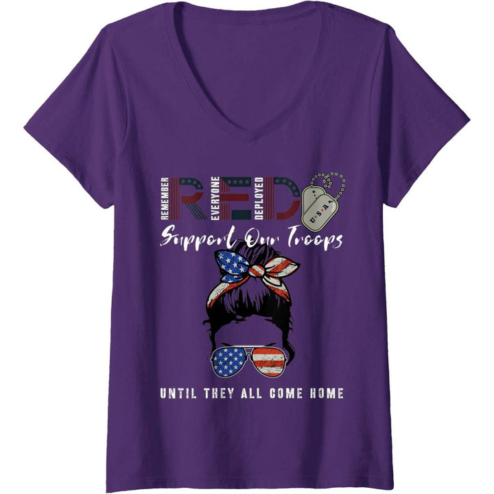 Red Friday Troops V-Neck Tee - USA Support - DOKUTRONIX