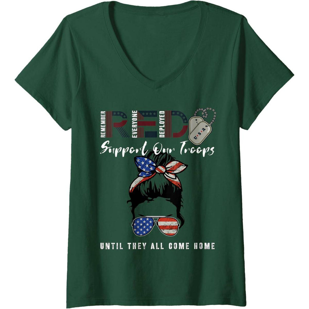 Red Friday Troops V-Neck Tee - USA Support - DOKUTRONIX