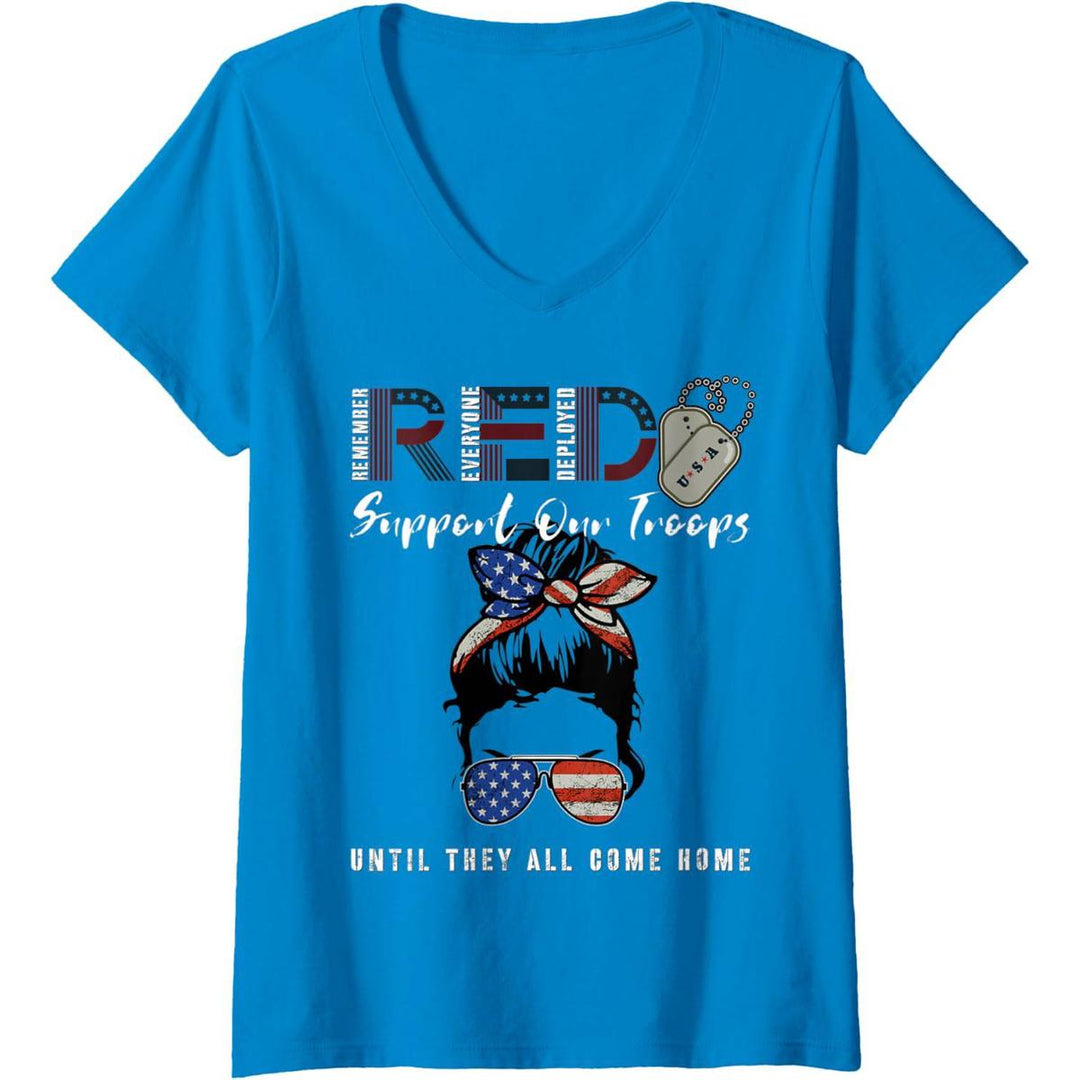 Red Friday Troops V-Neck Tee - USA Support - DOKUTRONIX