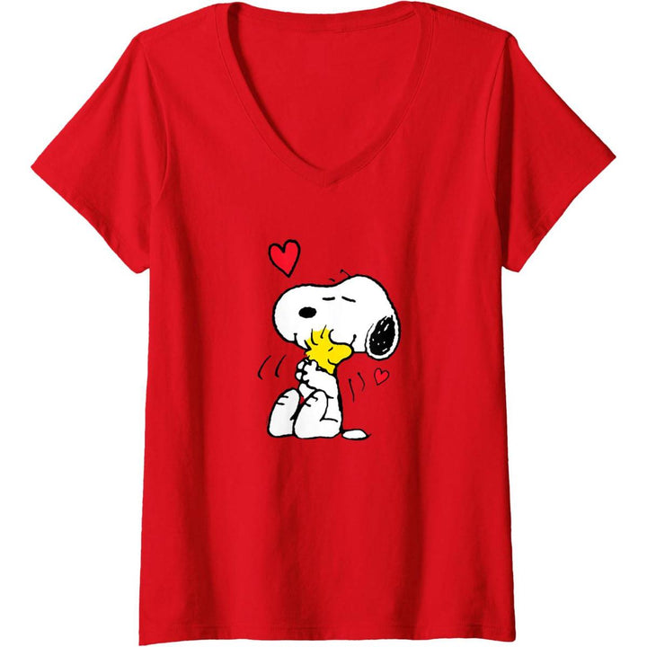 Snoopy Love V-Neck Tee for Women - DOKUTRONIX