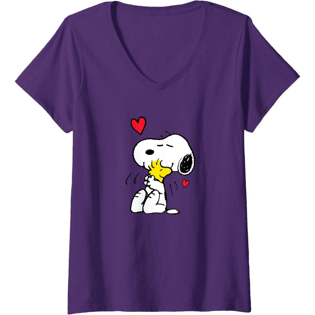 Snoopy Love V-Neck Tee for Women - DOKUTRONIX