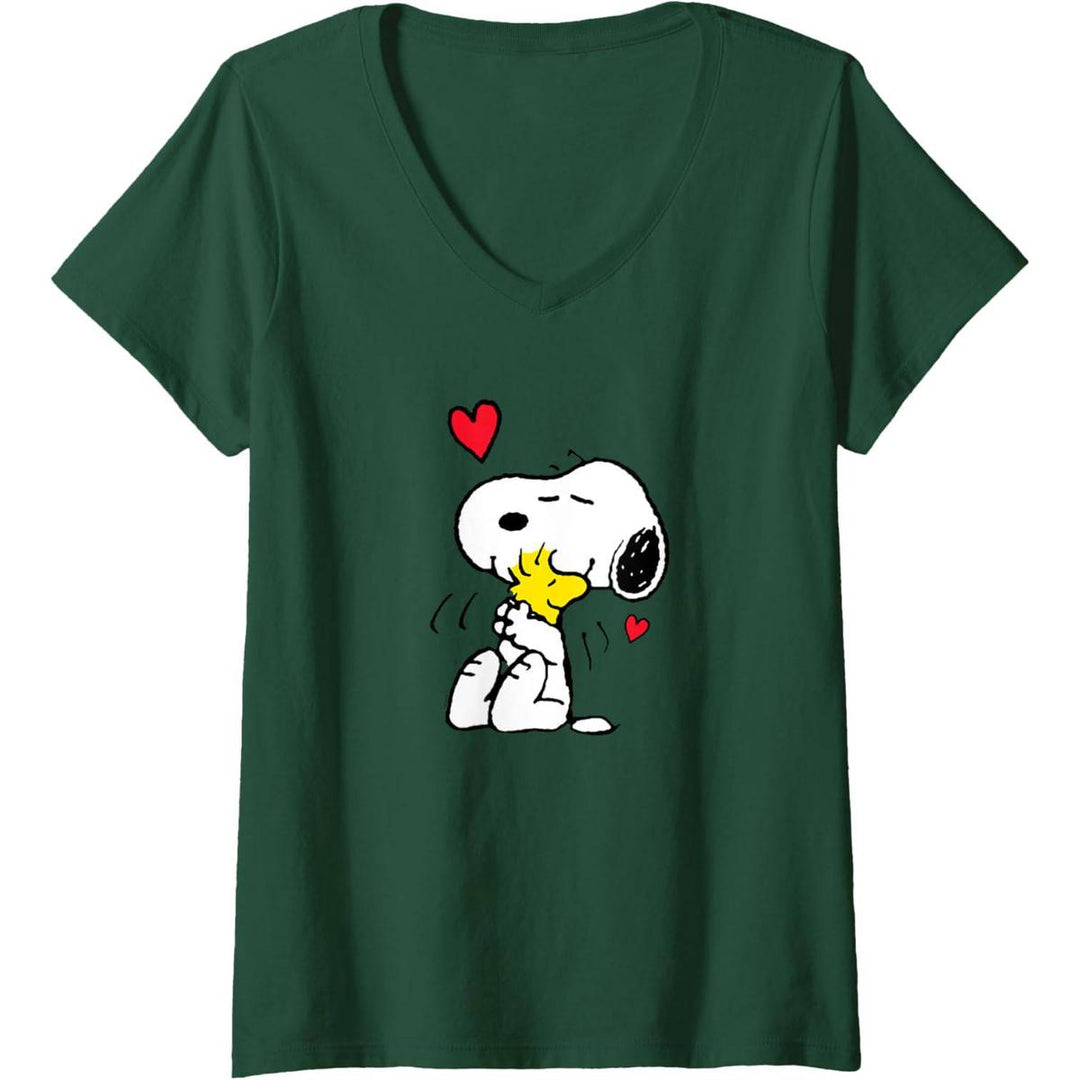 Snoopy Love V-Neck Tee for Women - DOKUTRONIX