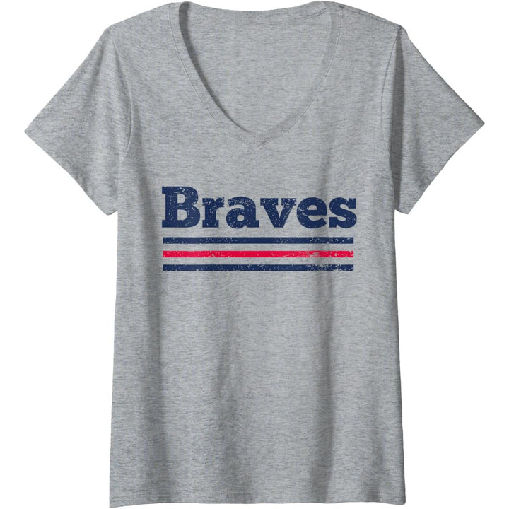 Retro Braves V-Neck Tee - Three Stripe Classic - DOKUTRONIX