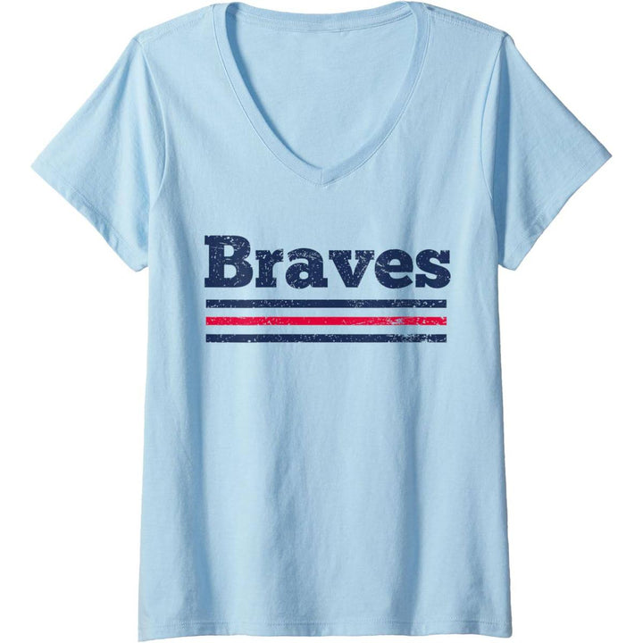 Retro Braves V-Neck Tee - Three Stripe Classic - DOKUTRONIX