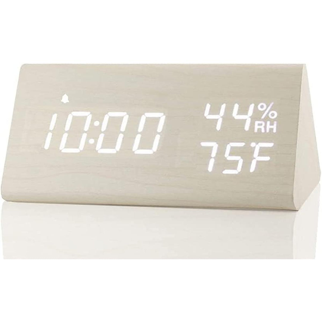 SmartWood LED Alarm Clock: Time & Climate Monitor - DOKUTRONIX
