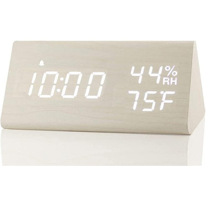 SmartWood LED Alarm Clock: Time & Climate Monitor - DOKUTRONIX