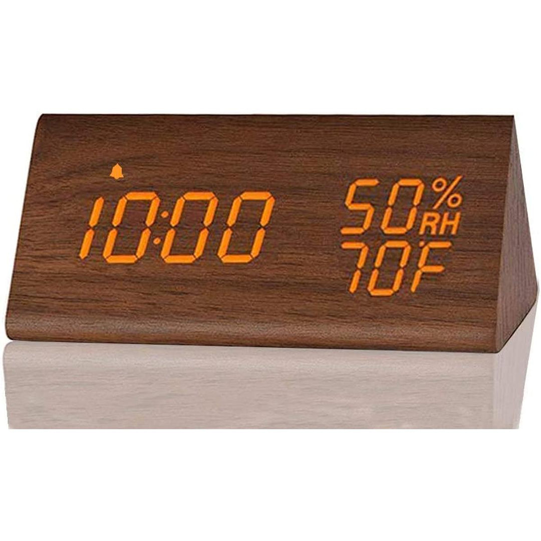 SmartWood LED Alarm Clock: Time & Climate Monitor - DOKUTRONIX