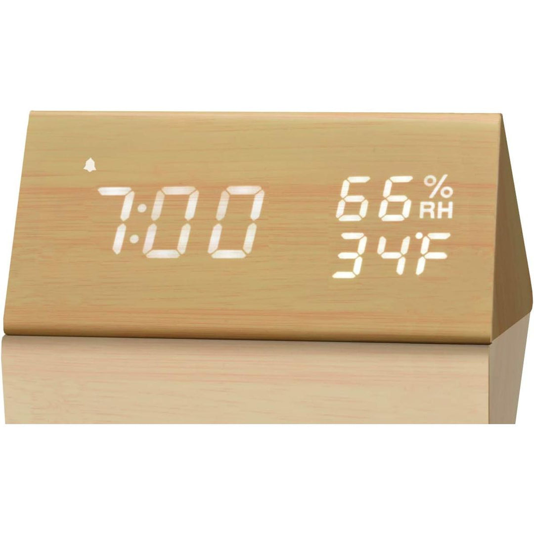 SmartWood LED Alarm Clock: Time & Climate Monitor - DOKUTRONIX