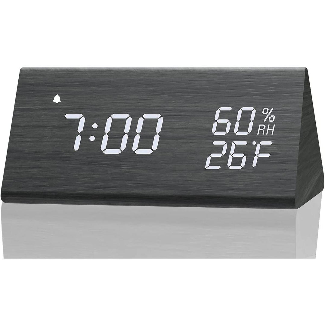 SmartWood LED Alarm Clock: Time & Climate Monitor - DOKUTRONIX