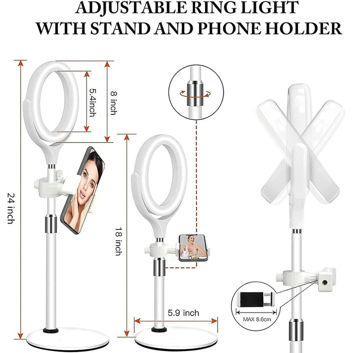 Yarrashop 8 White Glow Ring Light & Stand Set - DOKUTRONIX