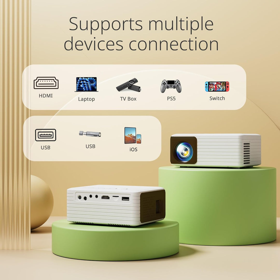Yoton Mini Projector, Portable Phone small projector 1080P Full HD Supported for iOS/Android/Laptop, Video Projector Y3 Compatible with Fire Stick, HDMI, USB, PS5, Xbox - DOKUTRONIX