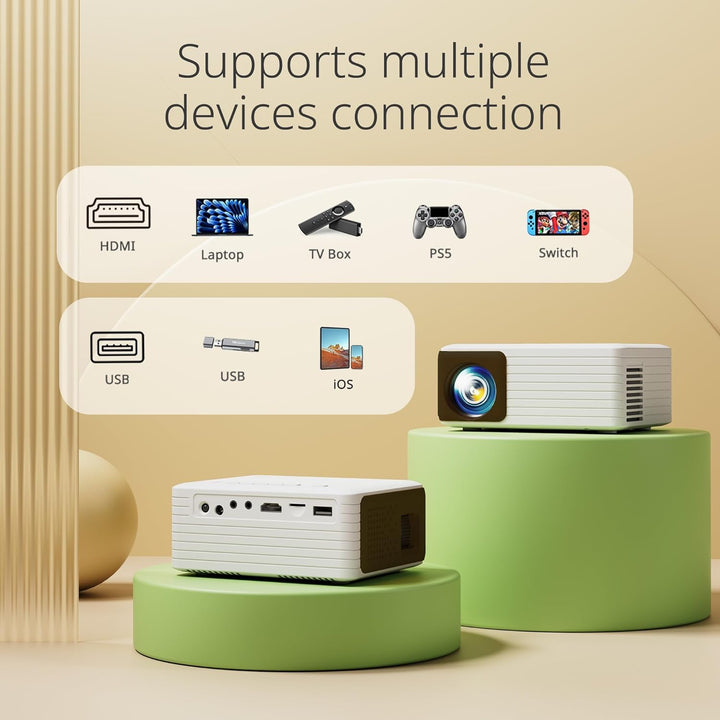 Yoton Mini Projector, Portable Phone small projector 1080P Full HD Supported for iOS/Android/Laptop, Video Projector Y3 Compatible with Fire Stick, HDMI, USB, PS5, Xbox - DOKUTRONIX