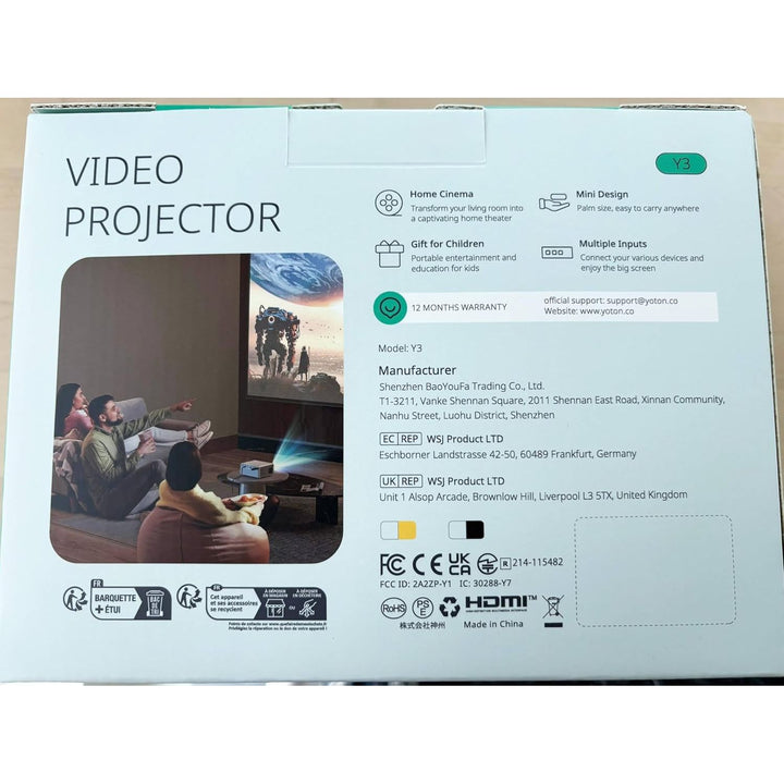 Yoton Mini Projector, Portable Phone small projector 1080P Full HD Supported for iOS/Android/Laptop, Video Projector Y3 Compatible with Fire Stick, HDMI, USB, PS5, Xbox - DOKUTRONIX