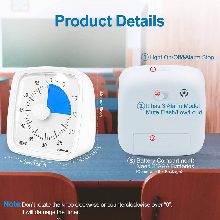 Yunbaoit Silent Visual Timer & Night Light - DOKUTRONIX