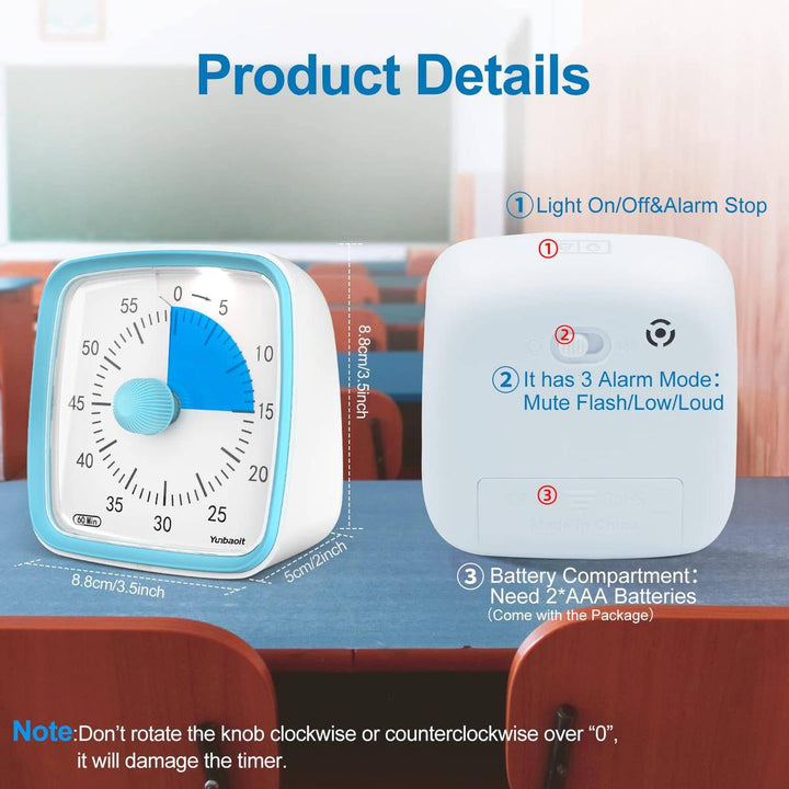 Yunbaoit Silent Visual Timer & Night Light - DOKUTRONIX