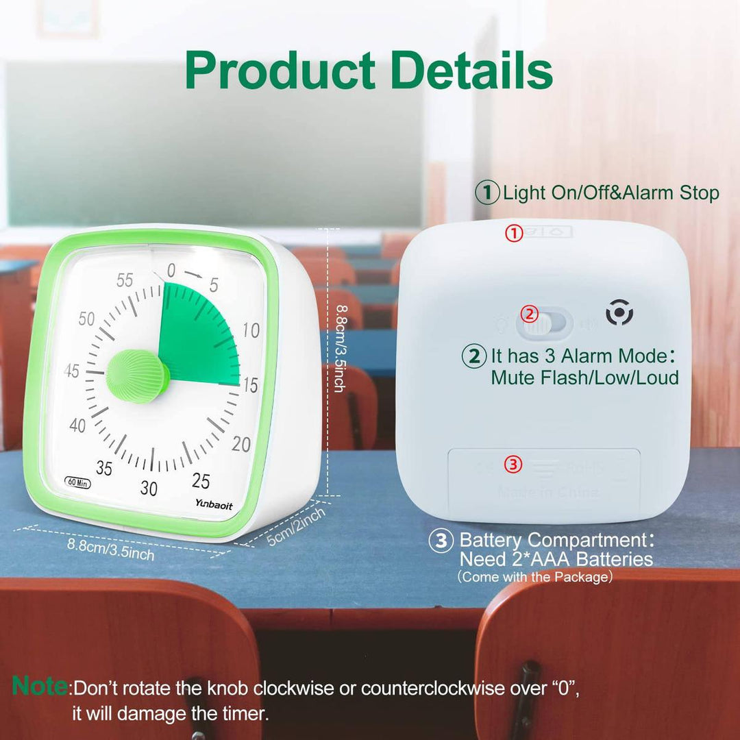 Yunbaoit Silent Visual Timer & Night Light - DOKUTRONIX