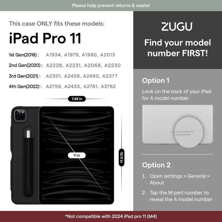 ZUGU SlimStealth iPad Pro Case - Magnetic Stand Black - DOKUTRONIX